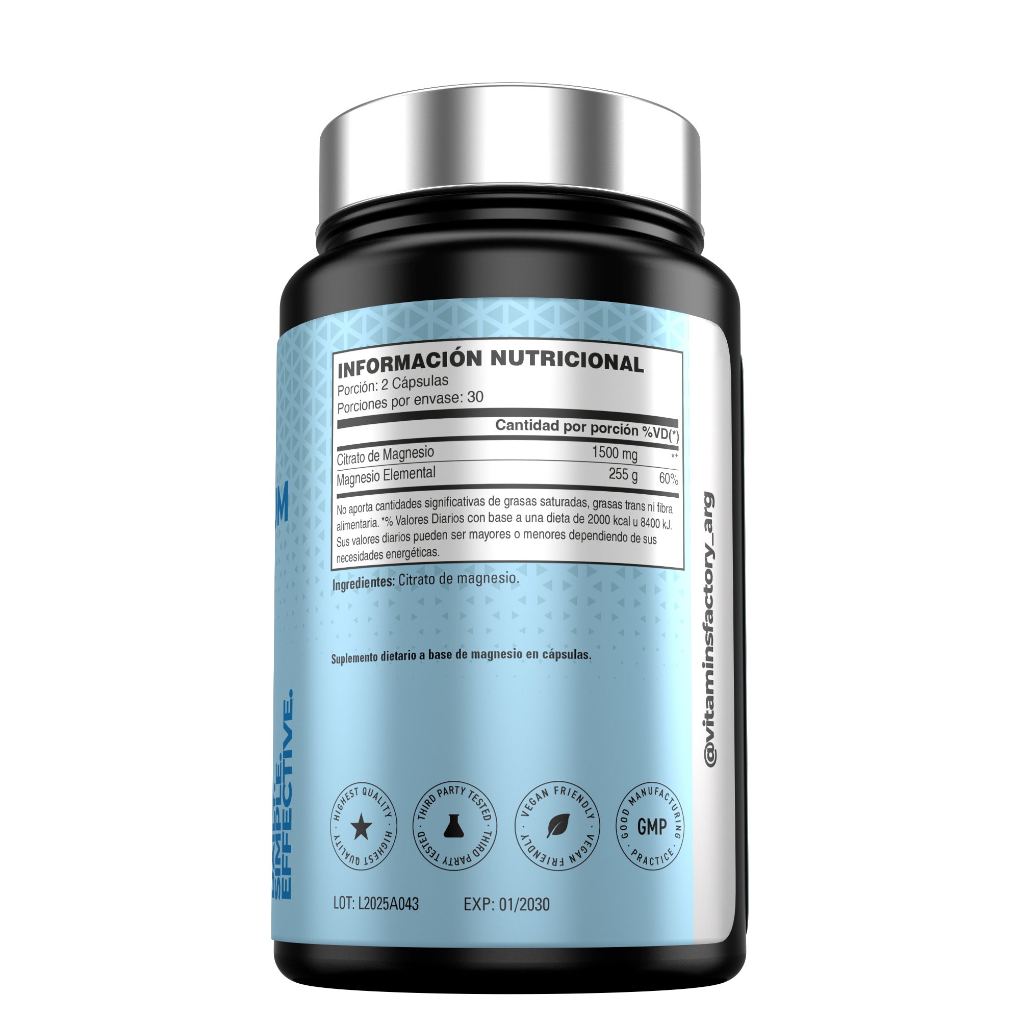 CITRATO DE MAGNESIO 1500mg | 60 Cápsulas