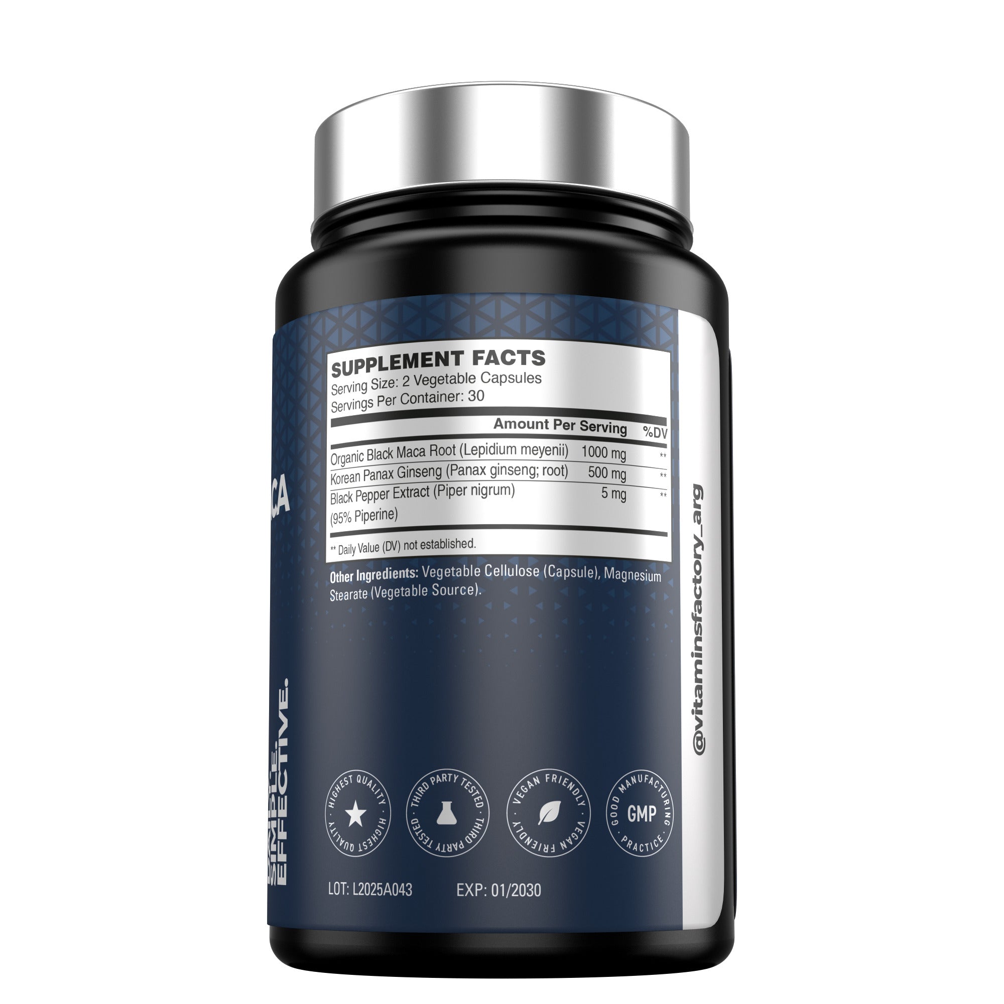 BLACK MACA + GINSENG 1500mg | 60 Caps